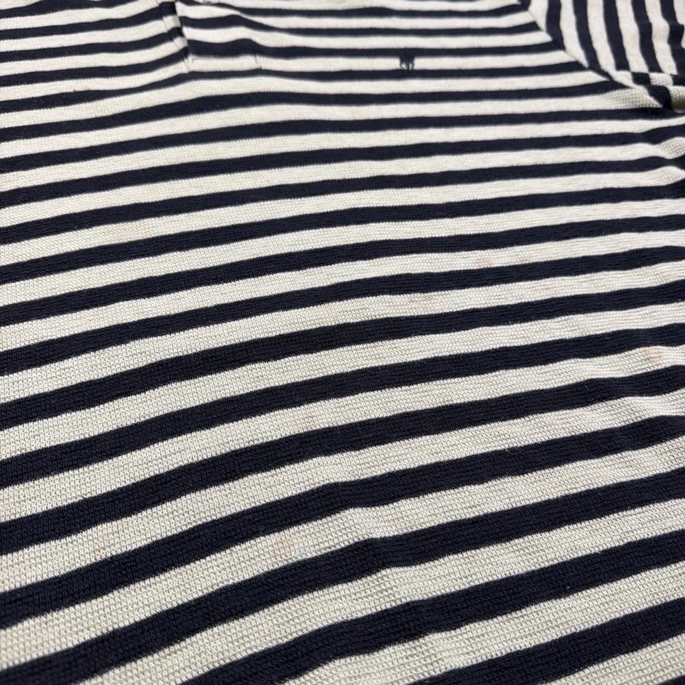 Ralph Lauren Polo Shirt Mens Size LT Black Striped Waffle Knit Pony Short Sleeve